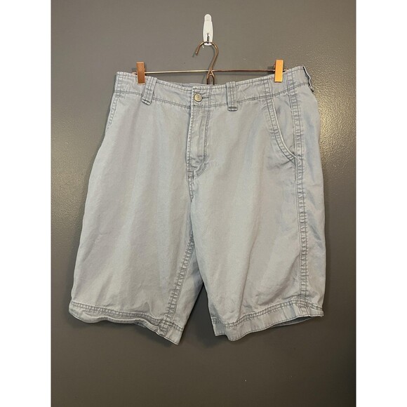 Old Navy Shorts Mens 34 Gray Chino Flat Front 100% Cotton Back Flap Pockets - Picture 1 of 4